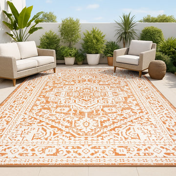 Sinjuri Medallion Textured Weave Indoor/outdoor Area Rug